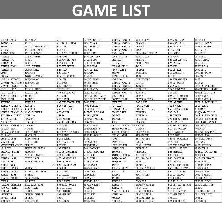 sup game box 400 in 1 games list