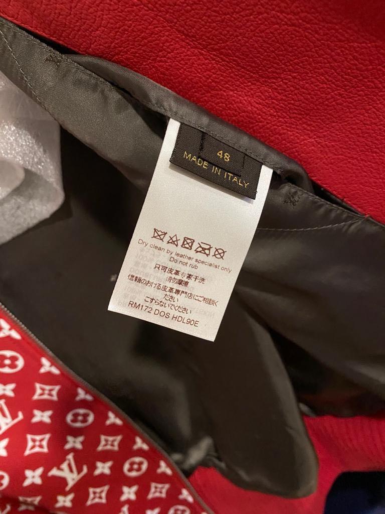 Louis Vuitton/Supreme Leather Baseball Jacket