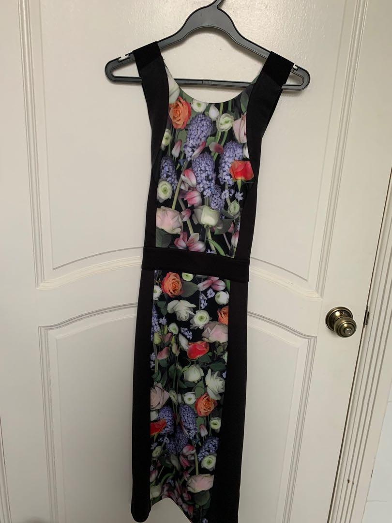 ted baker floral black dress