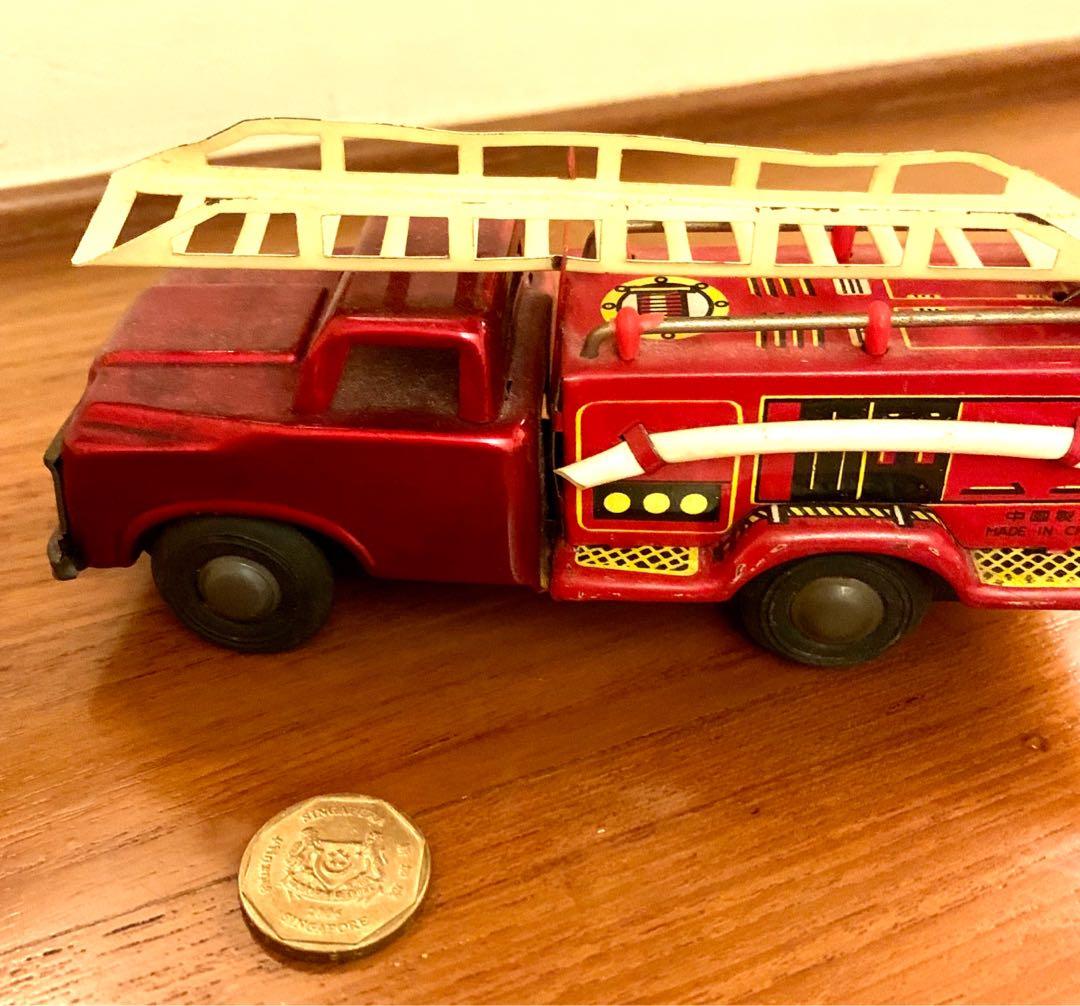 Jouet Ancien Tin Toy Gama – Camion De Pompiers Grande échelle – Réplique Années 1950
