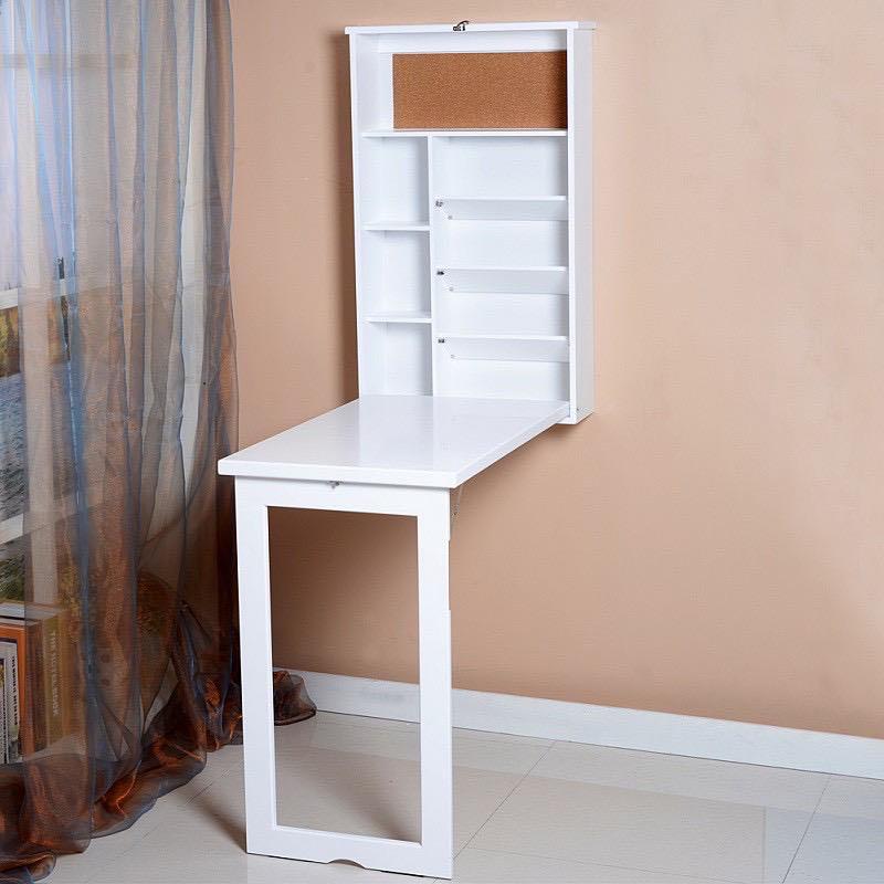 Wall Mount Book Case With Foldable Study Table Furniture Shelves