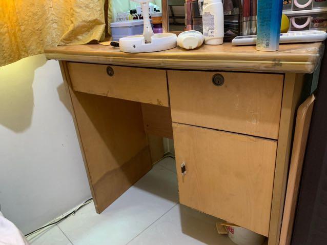 Wooden Table with Drawers and Cabinets (Category: Tables & Sets) located in Makati City. Submitted by chamiweechee (Listing ID 1020555371, Image 2). Description: Wooden Table with Drawers and Cabinets For pick-up only in Makati on Aug 1-2 #makethebest1.