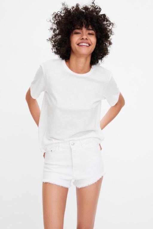 zara white high waisted shorts