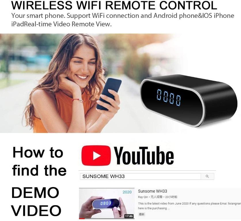 7813V Hidden Spy Camera Clock HD 1080P WiFi Camera Alarm Clock
