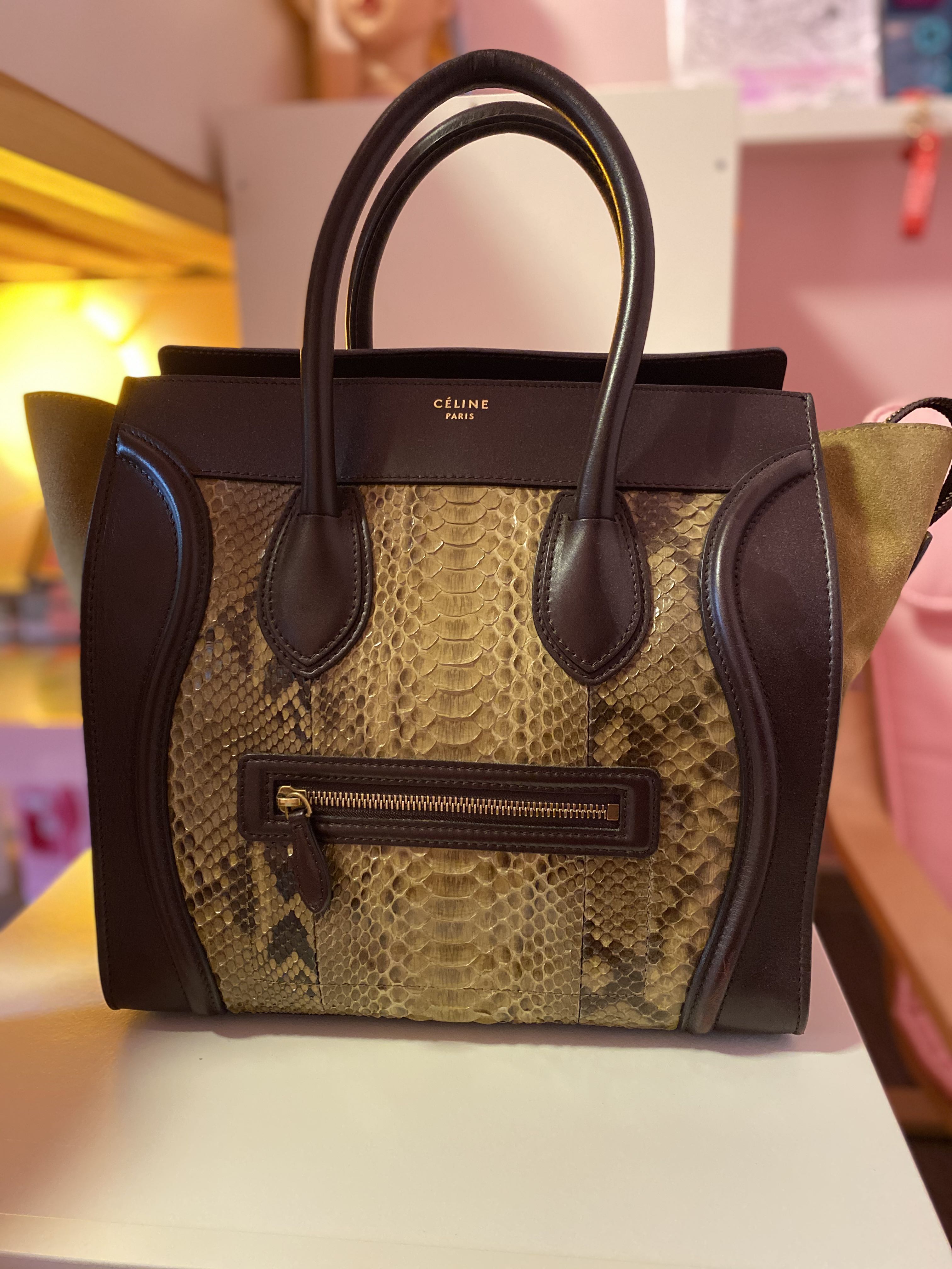 ALMOST BRAND NEW Celine Mini Luggage Tote Snakeskin leather