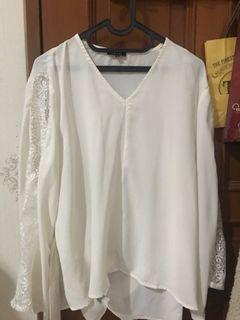 baju kerja putih zalora asli original baru pakai sekali bersih mulus dapet tali ukuran fit smp 70kg