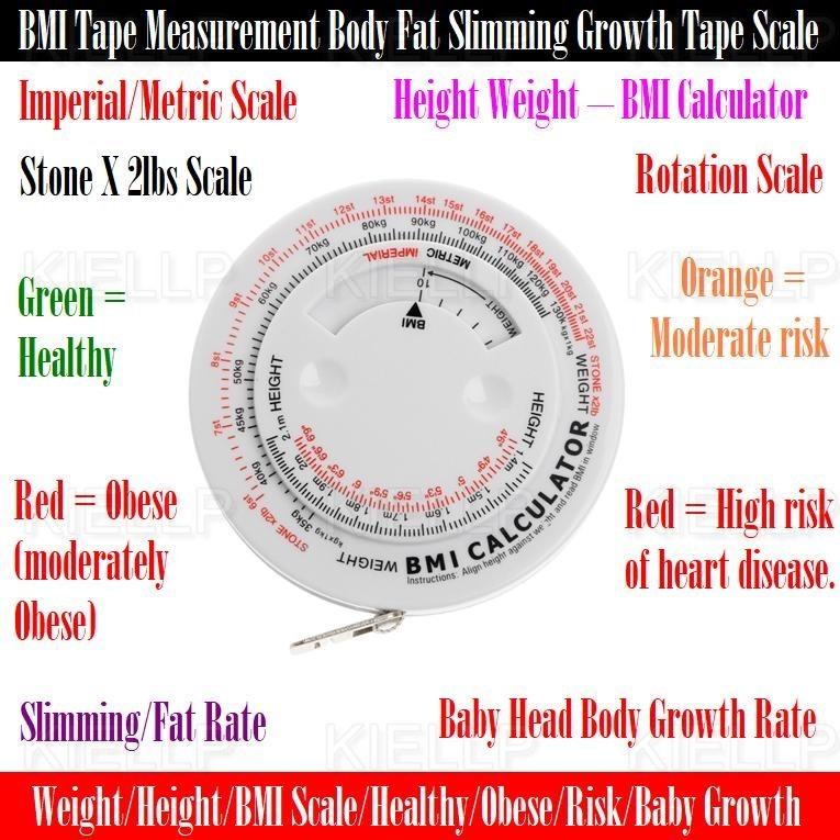 BMI Calculator Tape Measure Body Fat Measuring Tape 150cm Retractable