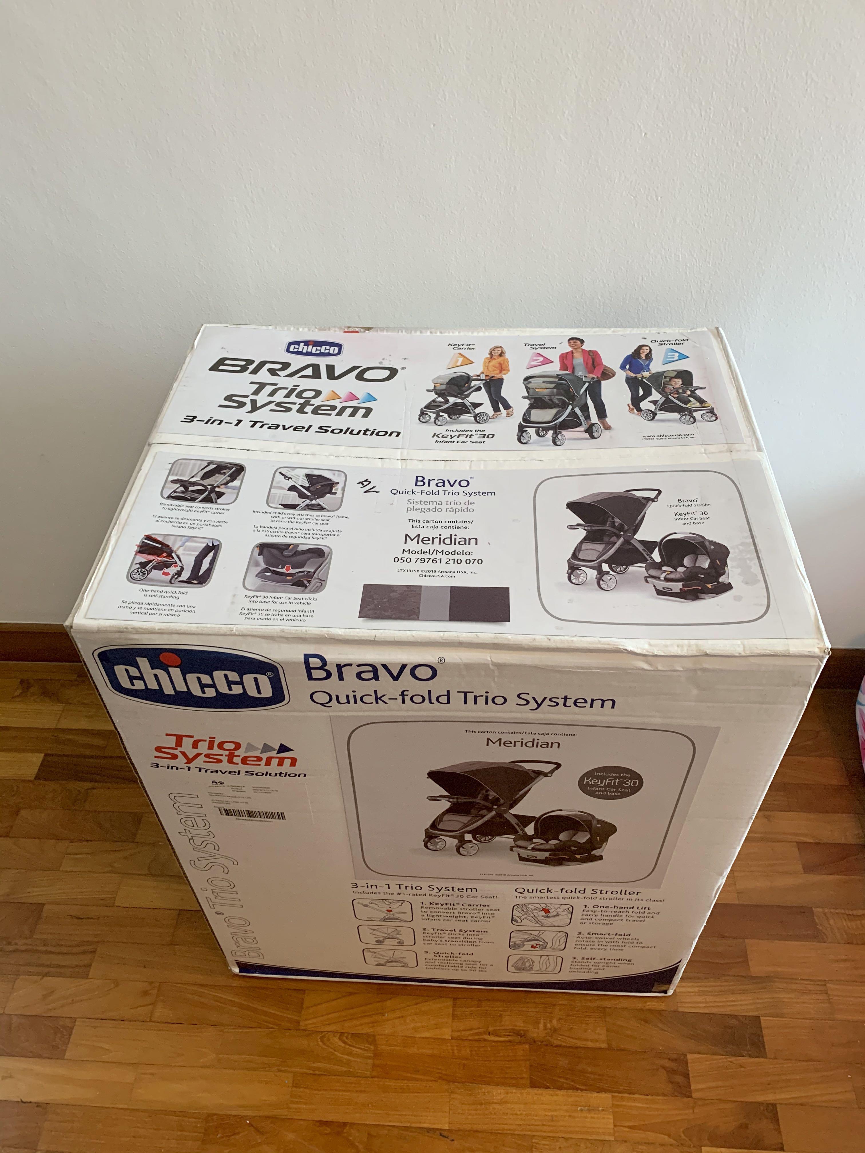 Brand New Chicco Bravo Trio Travel Meridian system stroller car seat