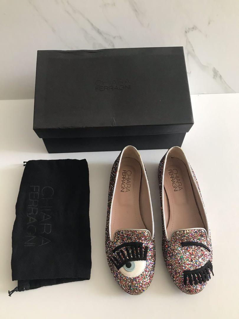 Chiara Ferragni Glitter Eyes Flat Shoes Fesyen Wanita Sepatu di Carousell