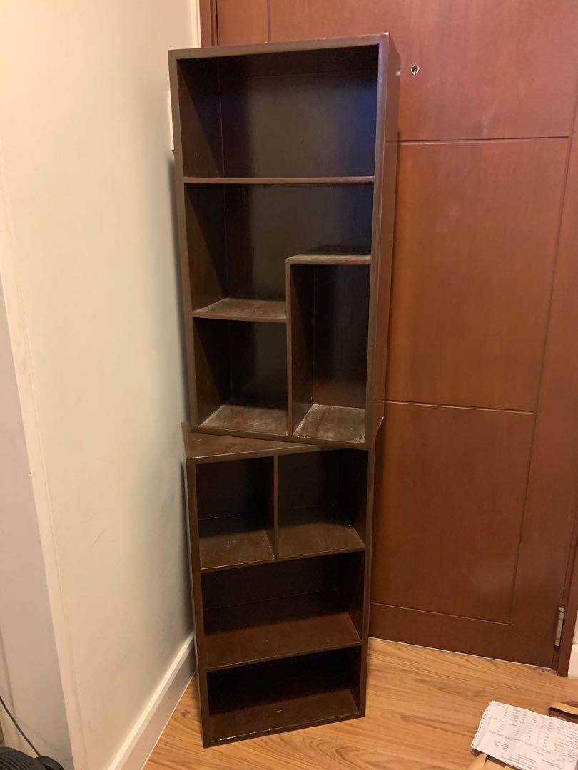 Dark Wood Shoe Cabinets Stackable 2 Piece Set Home Furniture Furniture Fixtures Shelves Drawers On Carousell