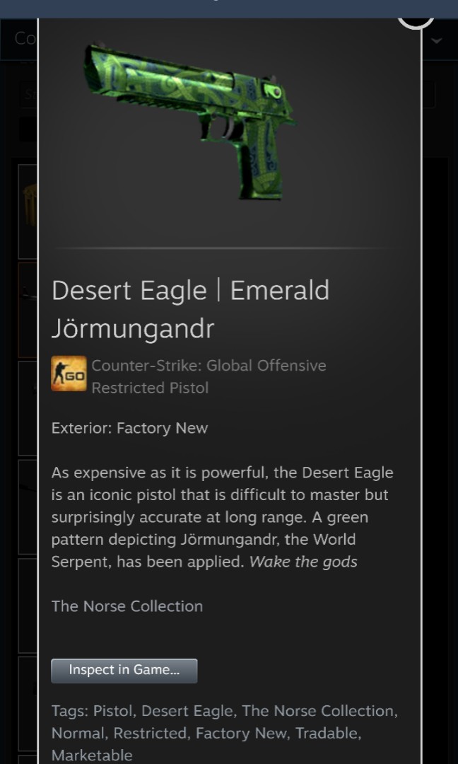 Desert Eagle Emerald Jormungandr (FN), Video Gaming, Gaming Accessories