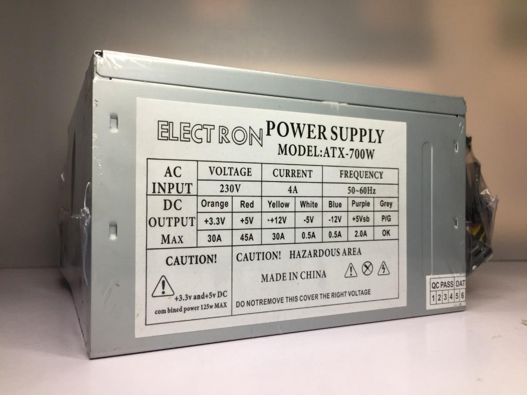 ELECTRON POWER SUPPLY, ATX700W, 20+4 PIN, 48 PIN CPU POWER, 2X SATA