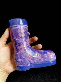 🔥Sale! Floral Violet Handpainted Ceramic Rain Boots Vase or Planter