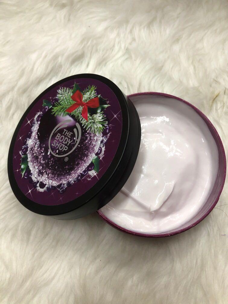 Frosted Plum Softening Body Butter (Category: Body Care) located in San Juan City. Submitted by makeupforless10 (Listing ID 1020876786, Image 2). Description: Slightly used body butter but still quite full! It makes your skin super soft and smells so fresh like grapes :).