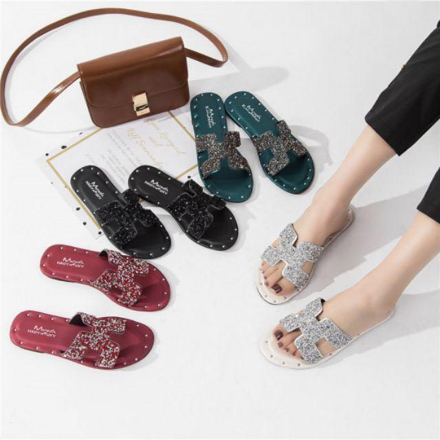 glitter gel sandals