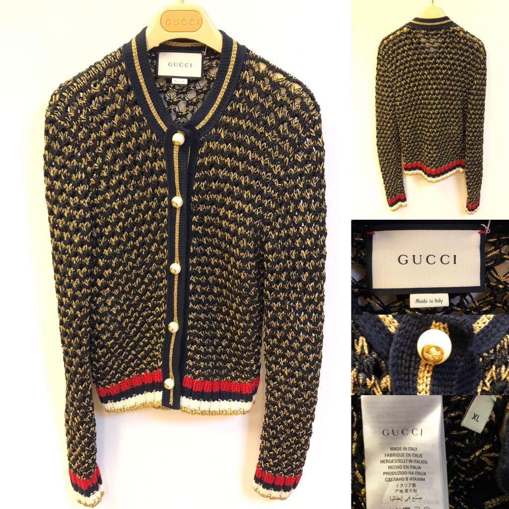 gucci black and gold cardigan