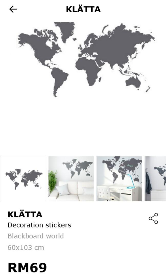 Vervelend Waden Amerika Ikea Klatta world map stickers new in packaging, Furniture & Home Living,  Home Decor, Carpets, Mats & Flooring on Carousell