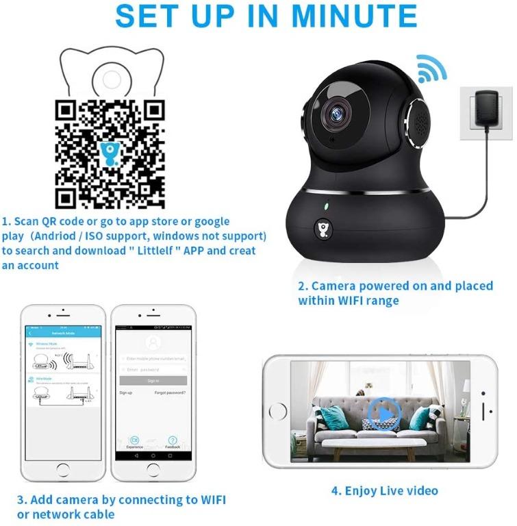 Littlelf 1080P Indoor Wireless Home Security IP Surveillance