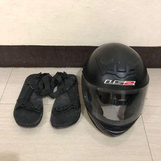 Ls2 helmet 8/10 condition . Sandugo sandals sz 10 350 parehas madumi