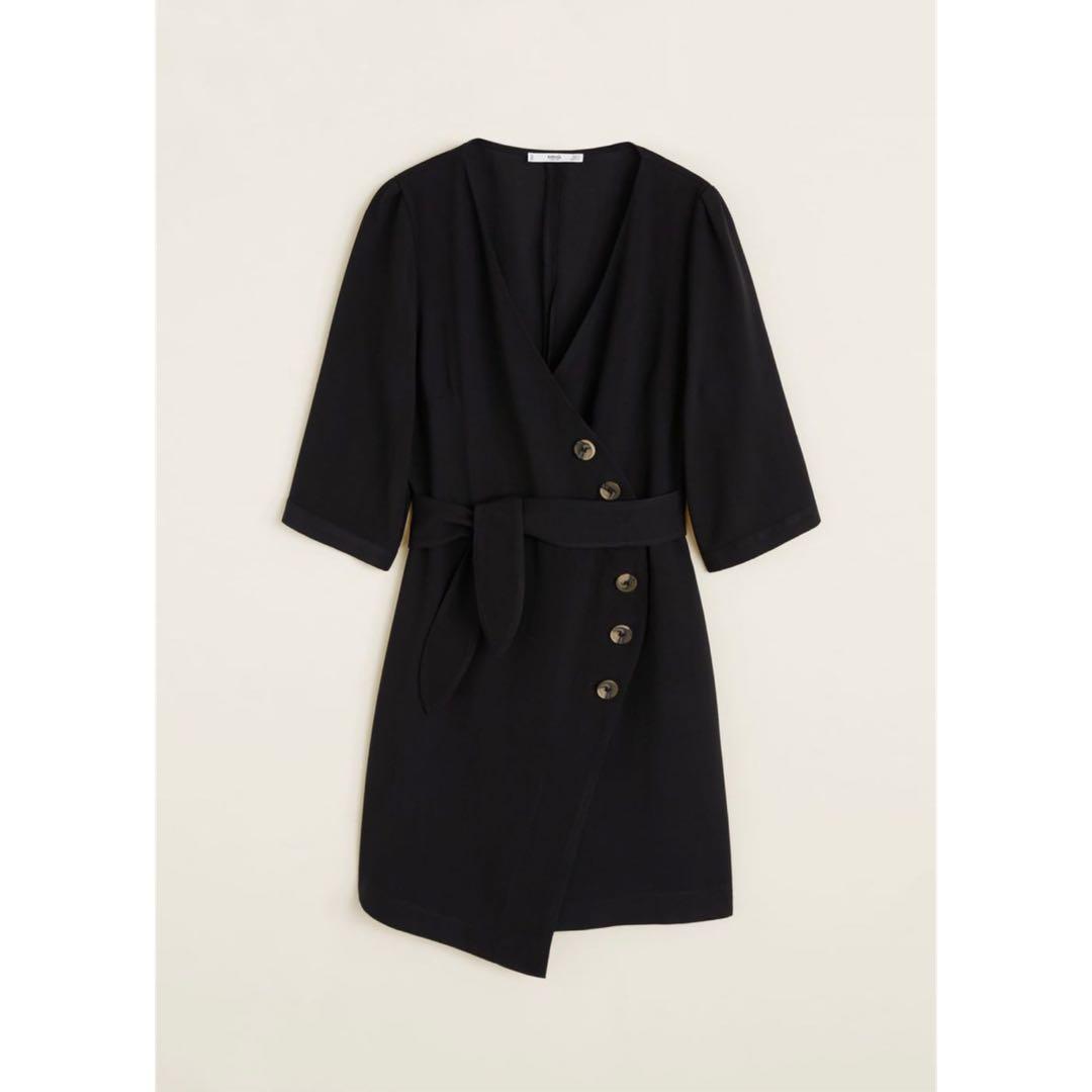 mango buttoned wrap dress