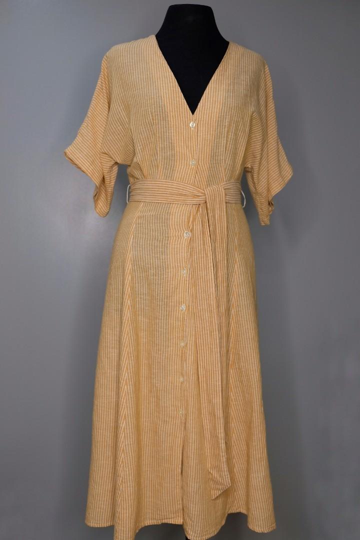 mango bow linen dress