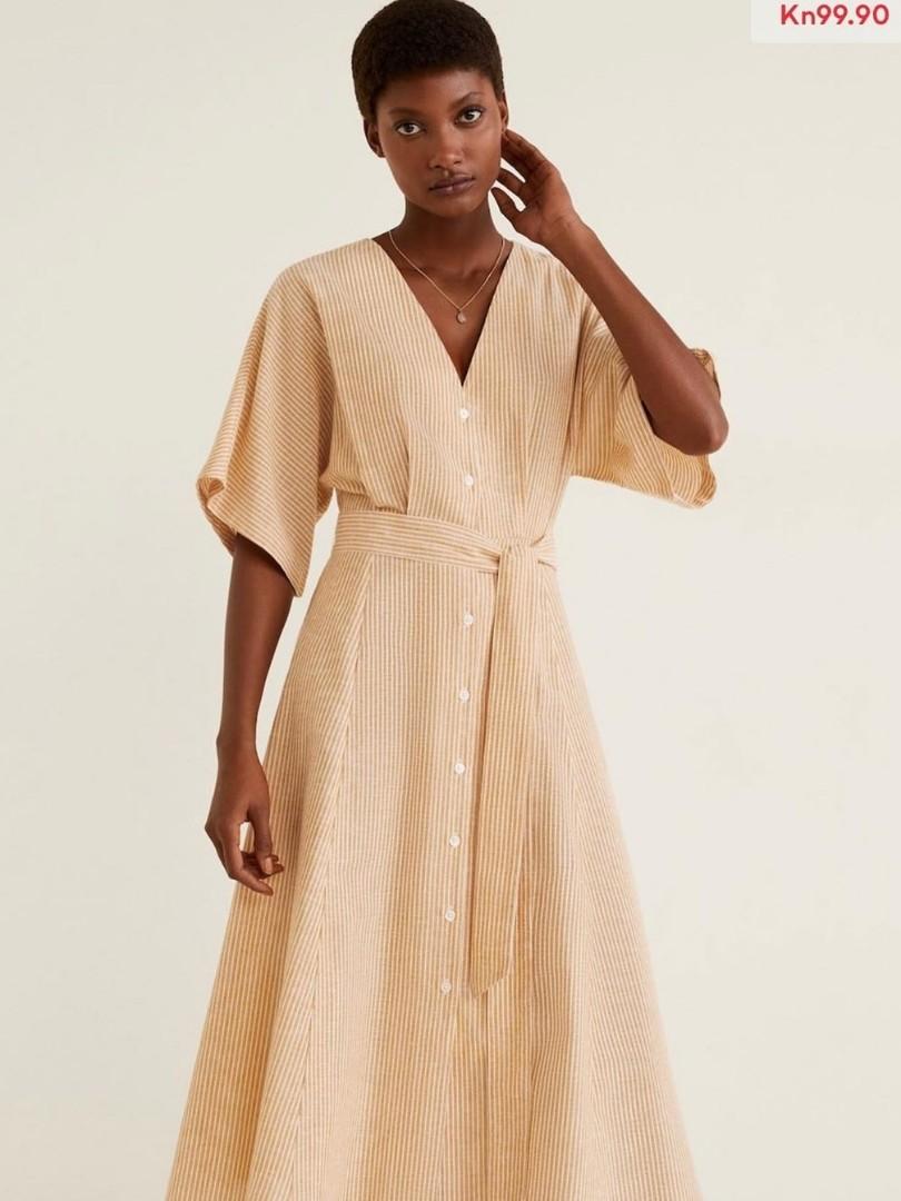 Mango striped linen shop dress