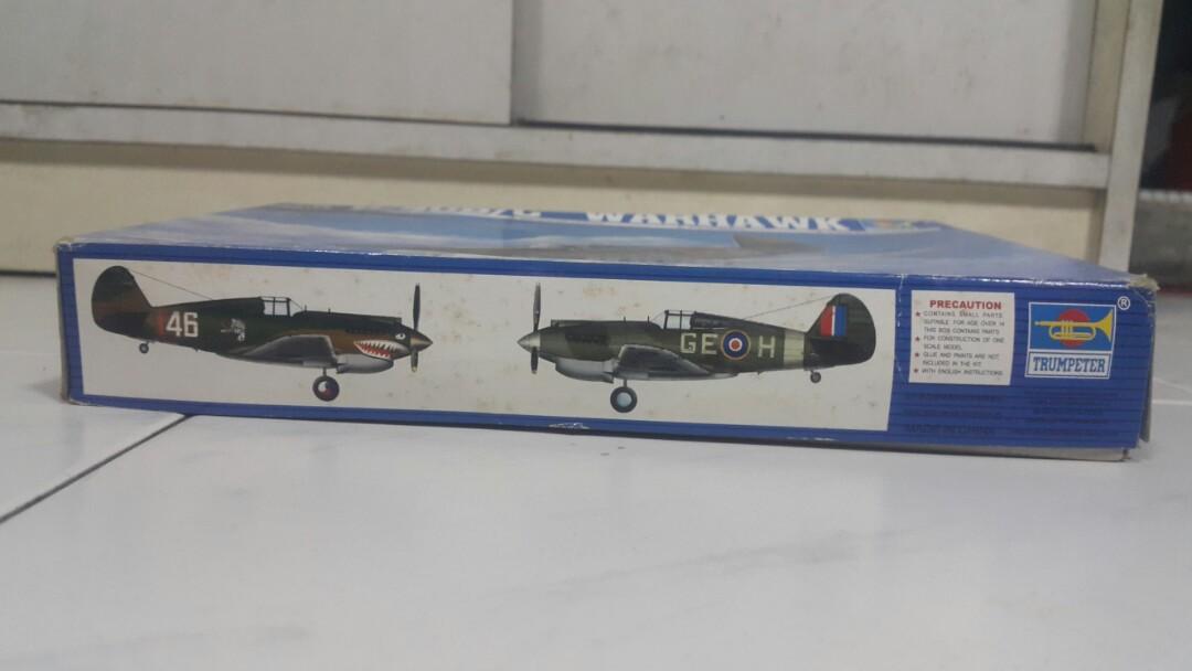 Model kit (Category: Vehicle & Diecast Models) located in Kota Kinabalu. Submitted by joesackwin (Listing ID 1020799628, Image 2). Description: Trumpeter 1/72 P-40b/c warhawk My stash model kit for sale. Selling rm70 (nego for serius buyer) Still in plastic bag. No time to built because of work. Refer photos. Postage: EM rm15 WM rm180.