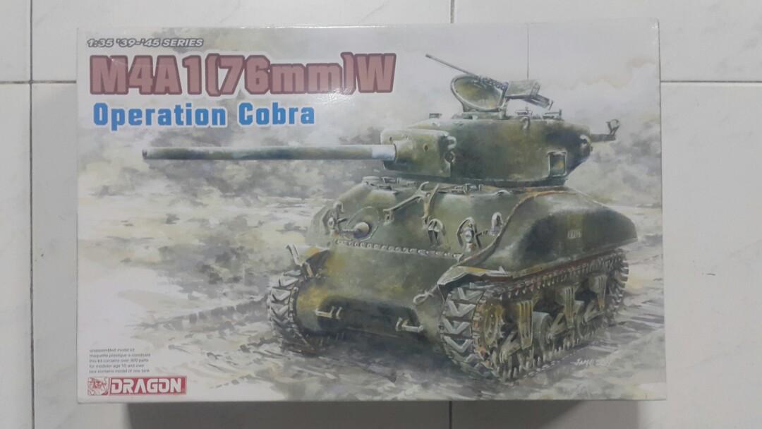 Model Kit (Category: Gundam & Model Kits) located in Kota Kinabalu. Submitted by joesackwin (Listing ID 1020807916, Image 1). Description: Dragon 1/35 M4A1 Operation cobra Selling Rm280 Detailed kit comes with photedge parts and metal canon Refer photos Postage: EM rm15 WM rm180.