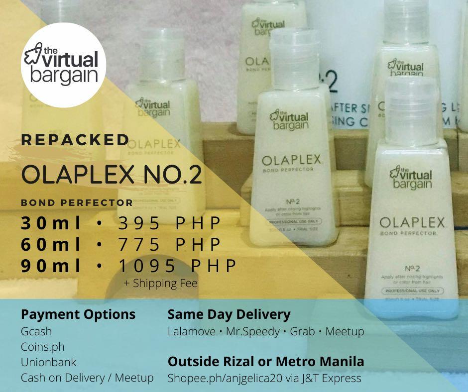 Olaplex No.2 Bond Perfector 30ml (repacked) (Category: Hair) located in Rizal. Submitted by the_virtual_bargain (Listing ID 1020921262, Image 1). Description: Olaplex is the original bond builder The only system that has patented active chemistry that works on molecular level to repair damaged hair that are caused by chemical, thermal, mechanical damage. You can use Olaplex to restore damaged and compromised hair or add to another service to prov
