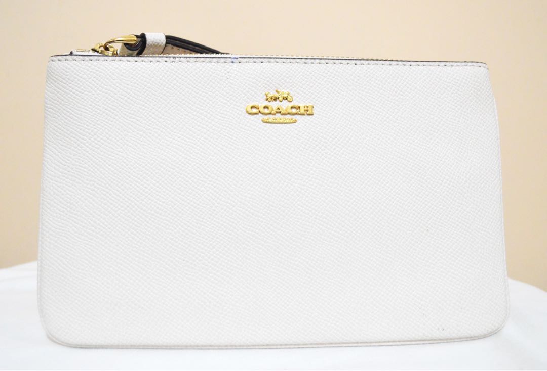 White hotsell leather wristlet