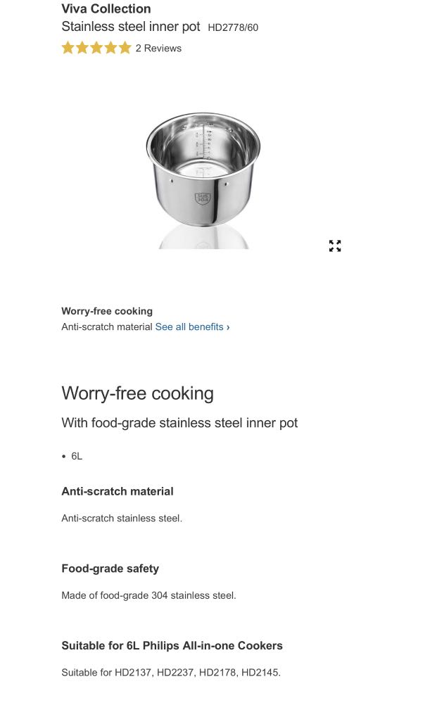 Philips BN Stainless steel inner pot PPC replacement Furniture