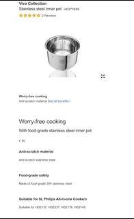 Philips BN Stainless steel inner pot -PPC replacement