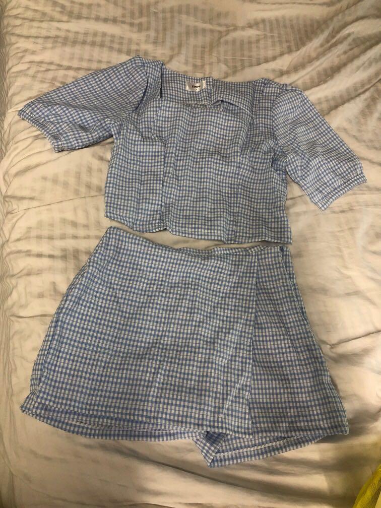 Plaid Blue Top & Skirt (Category: Skirts) located in San Juan City. Submitted by makeupforless10 (Listing ID 1020898370, Image 1). Description: .