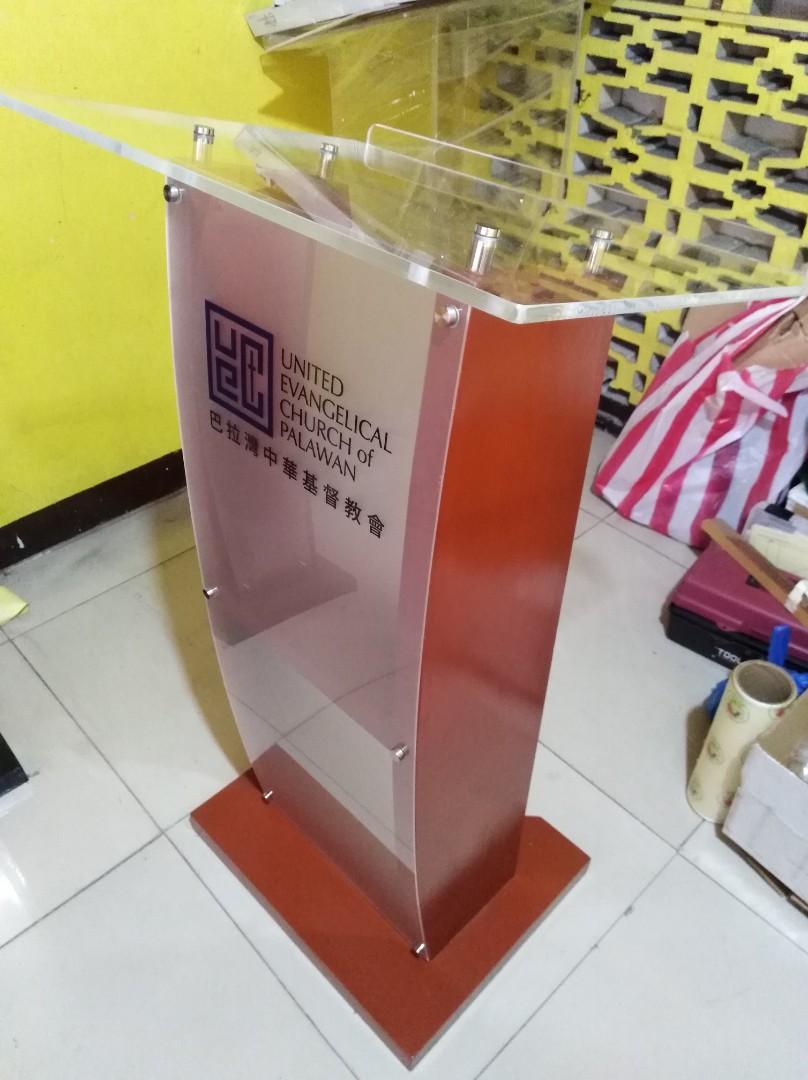 podium wood acrylic rostrum pulpit, Furniture & Home Living, Office ...