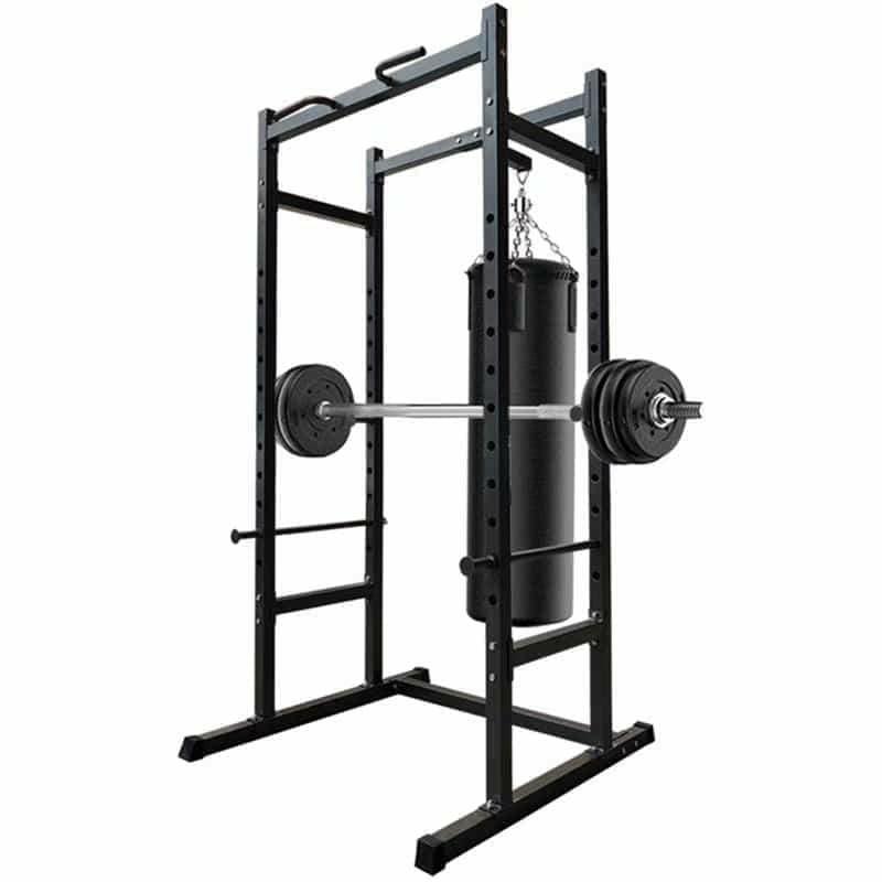squat rack with punching bag
