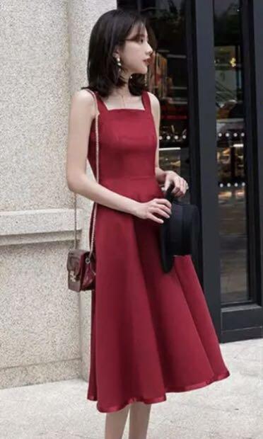 Red a line maxi dress sale