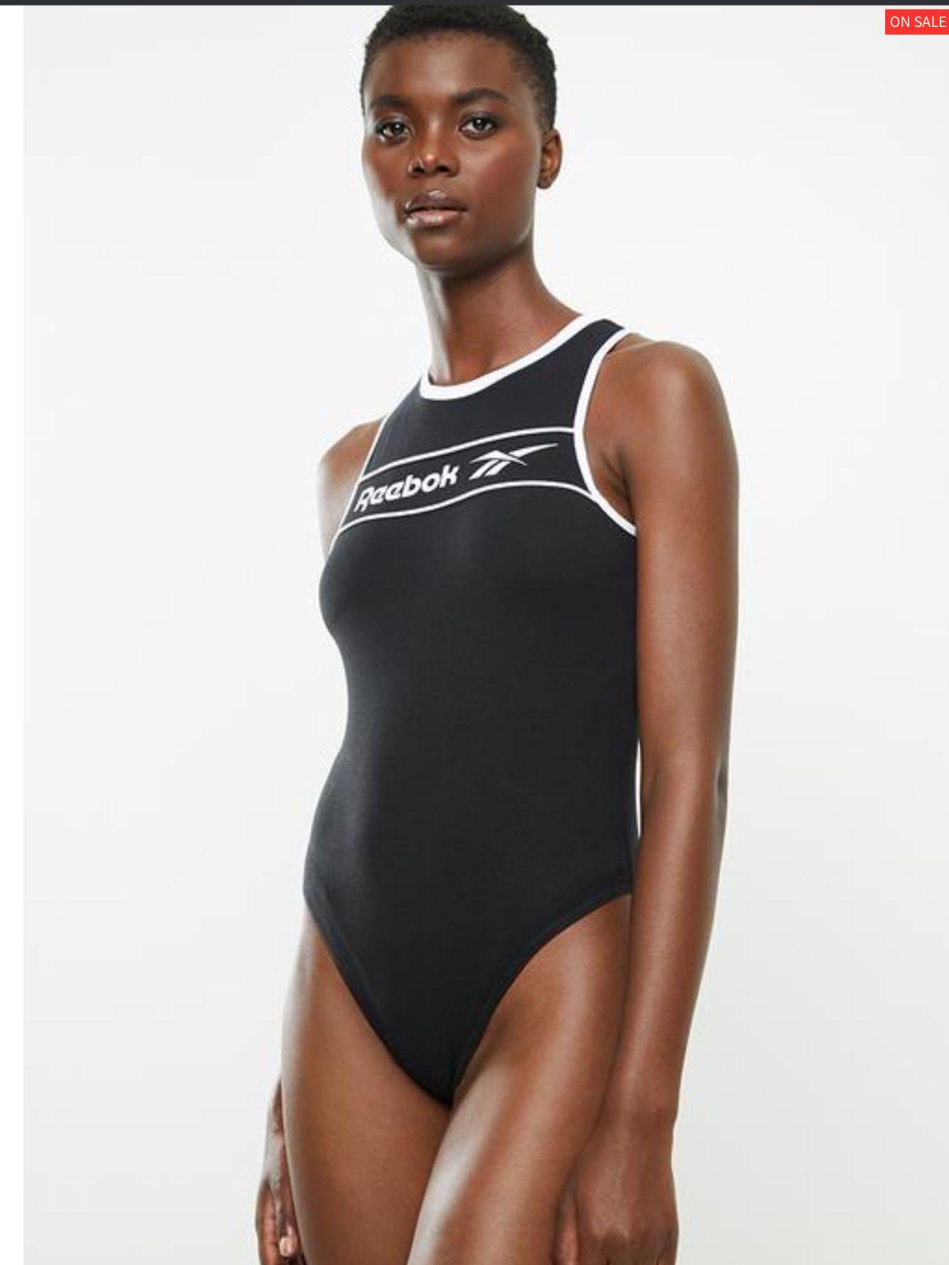 Reebok Classics Linear Bodysuit in Black Women s Fashion Tops