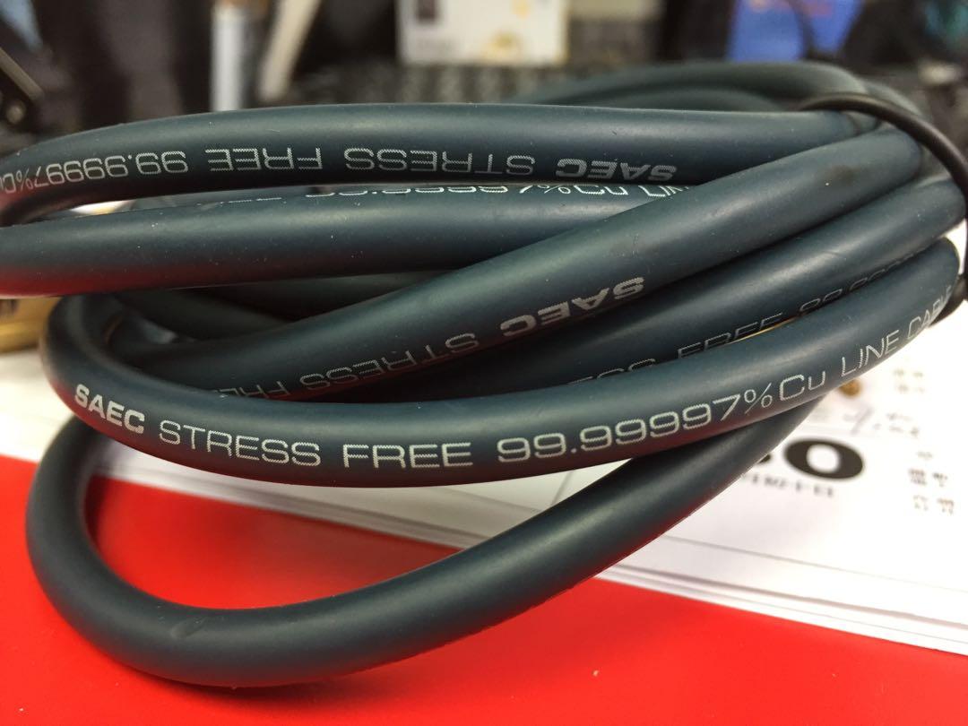 SAEC stress free 99.99997 cu line RCA cable 1.5 meter, 手提