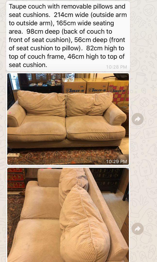Sofa Set (Category: Free Items) located in Singapore. Submitted by montgomery98 (Listing ID 1020808951, Image 1). Description: 2 smaller couches and 1 larger couch . Self collect Woodlands.