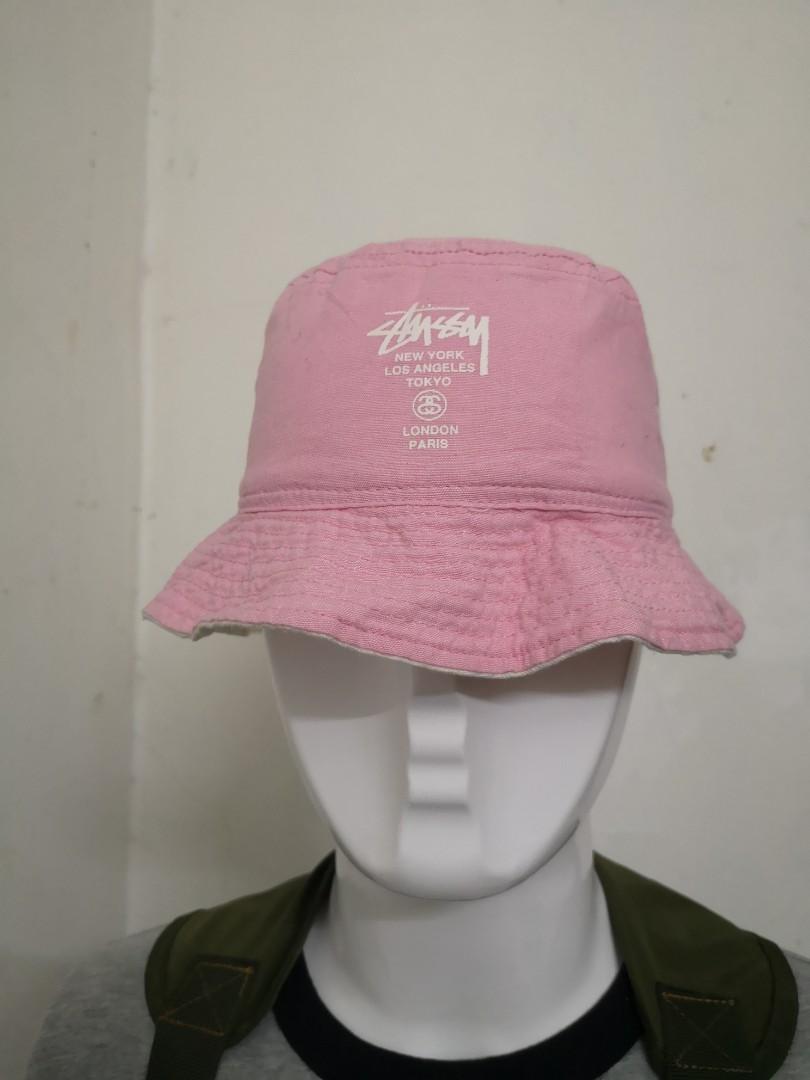Pink stussy bucket hotsell hat
