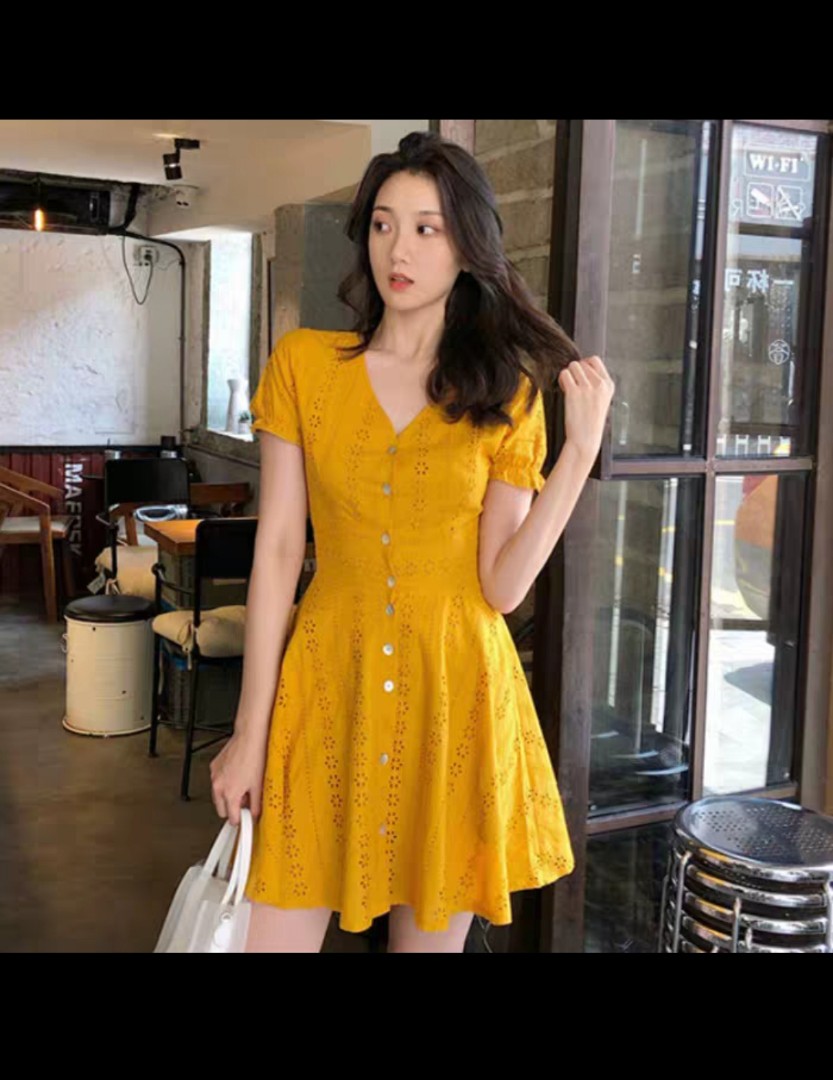 Korean online yellow dress