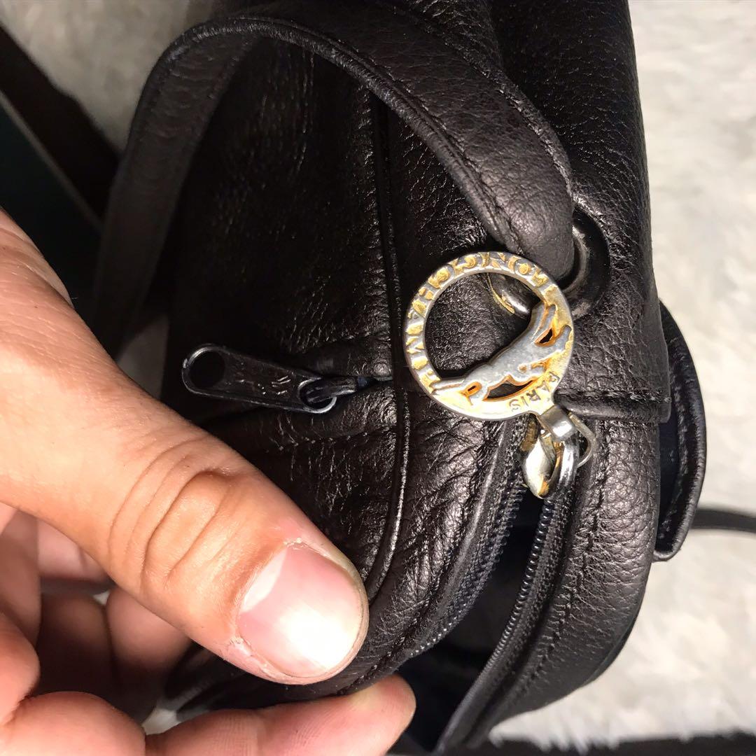 Longchamp, Bags, Vintage Longchamp Black Leather Sling Bag