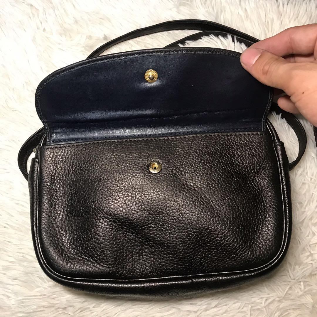 Longchamp, Bags, Vintage Longchamp Black Leather Sling Bag