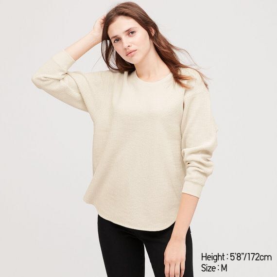 waffle oversized crew sweater