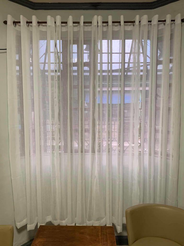 White Sheer Lace Curtain Home Furniture Home Tools And Accessories On Carousell