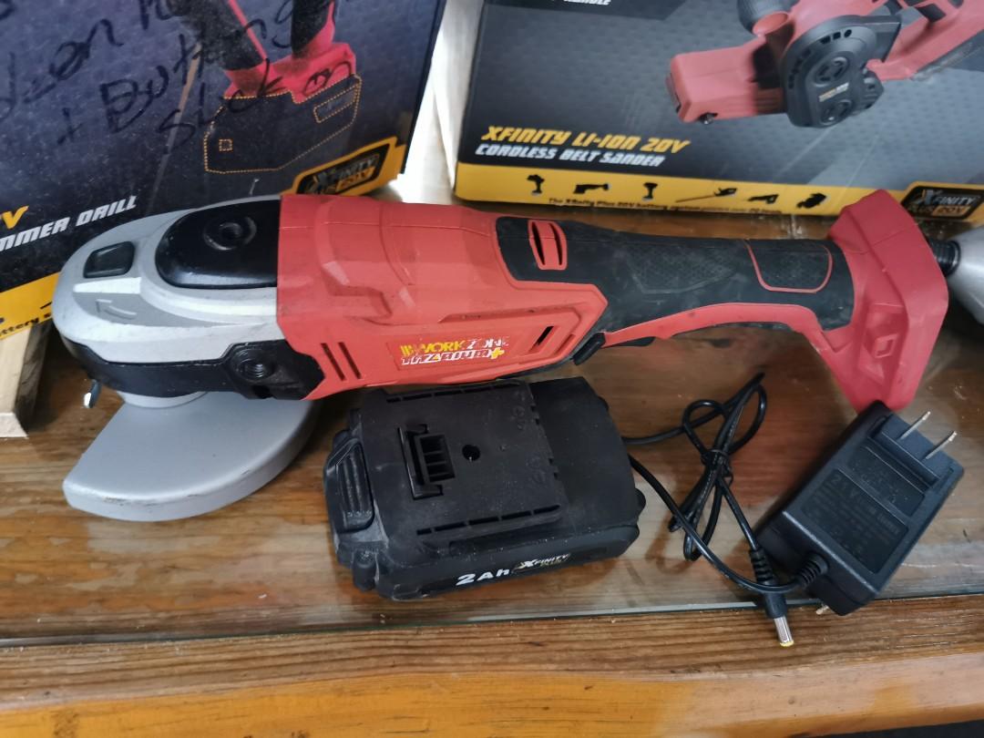 Workzone cordless combo 6 pcs rotary hammer grinder impact driver belt sander Reciprocating saw