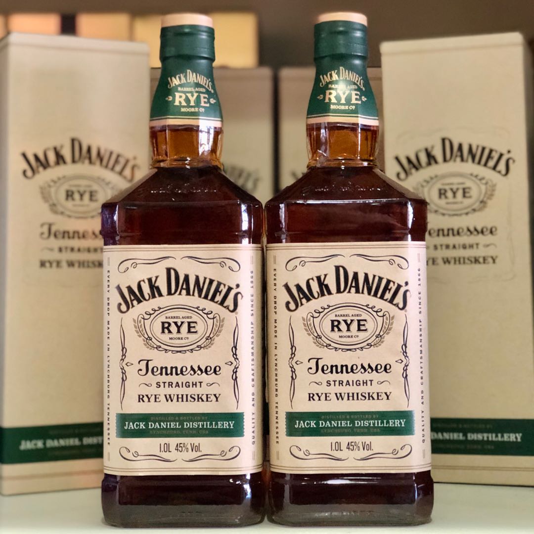 1L Jack Daniel Rye Tennessee Whiskey 45 ABV large bottle 1000ml, Food & Drinks, Alcoholic