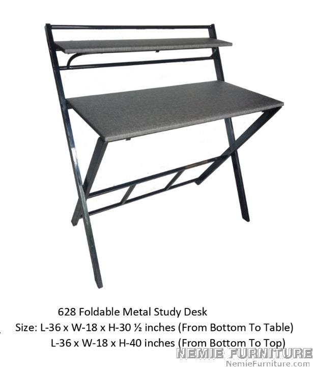 628 foldable study table (Category: Tables & Sets) located in Quezon City. Submitted by nemiefurniture (Listing ID 1021121558, Image 1). Description: foldable study table with metal frame 36"L x 18"W x 40"H.