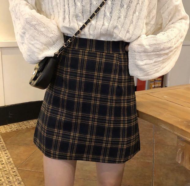 PO High Waisted Plaid Skirt Mini Skirts Women s Fashion