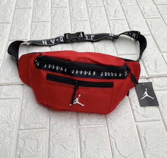 Air Jordan Waist Bag In Red, Fesyen 
